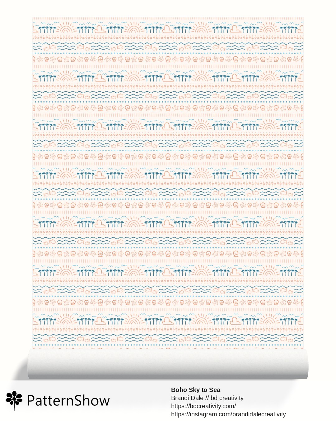 Boho Sky to Sea wallpaper - Peach and Blue