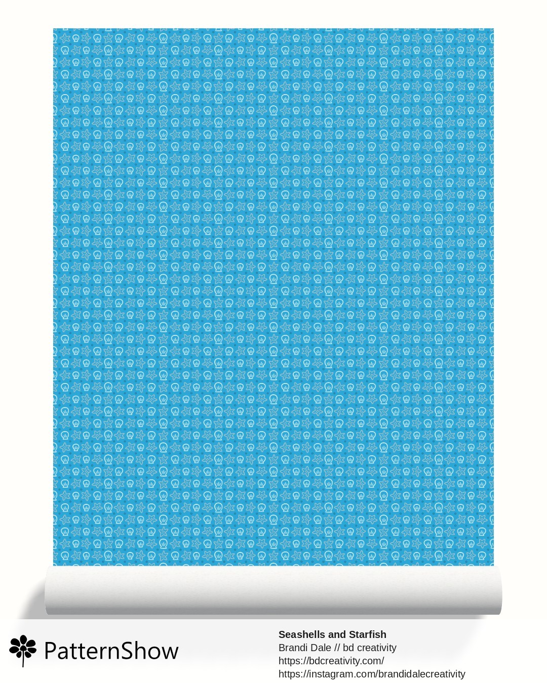 Seashells and Starfish wallpaper - Blue and Peach