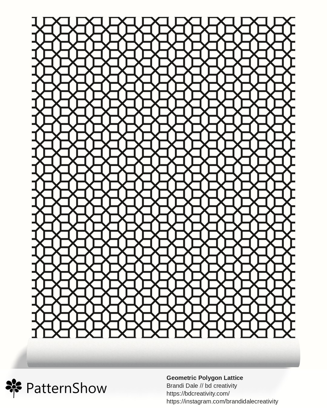 Geometric Polygon Lattice wallpaper - Black and White