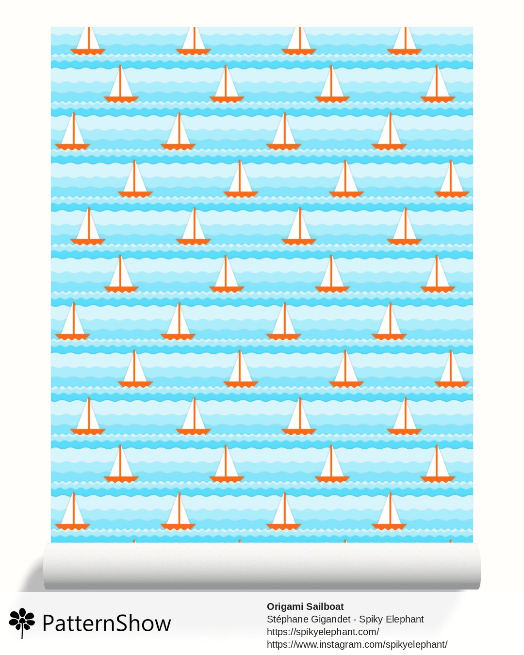 Origami Sailboat wallpaper - Orange White Blue
