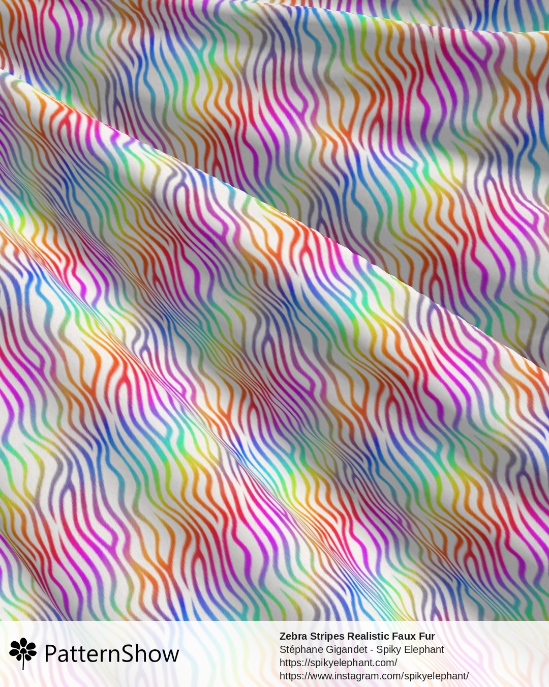 Zebra Stripes Realistic Faux Fur - zebra-stripes2.rainbow-white.3600x3600