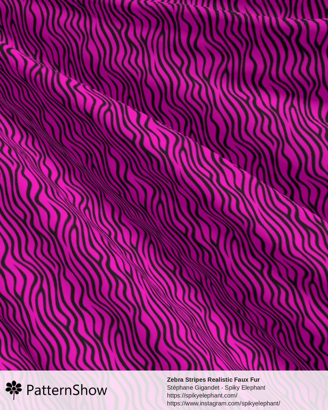 Zebra Stripes Realistic Faux Fur - zebra-stripes2.hot-pink-black.3600x3600