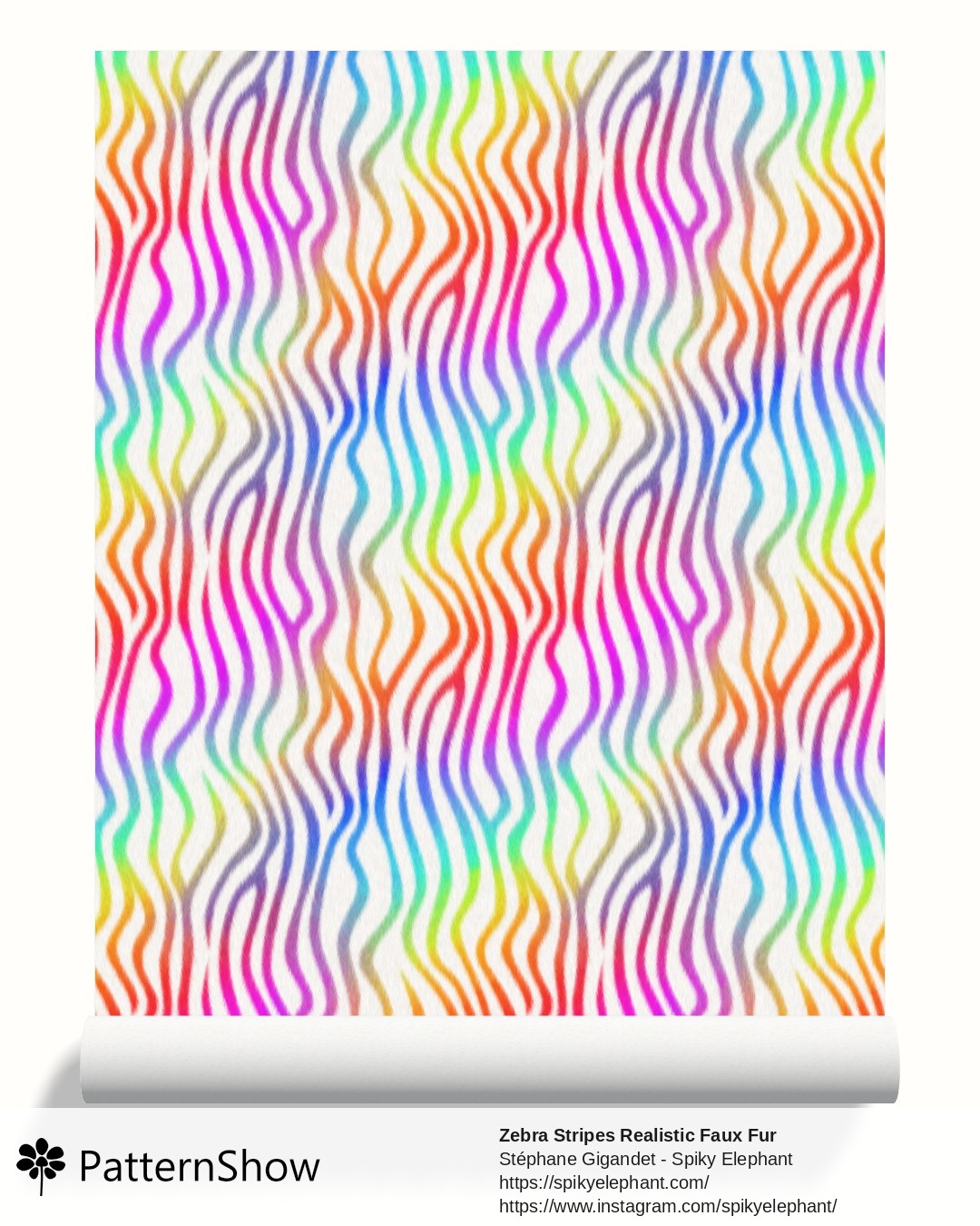 Zebra Stripes Realistic Faux Fur wallpaper - zebra-stripes2.rainbow-white.3600x3600