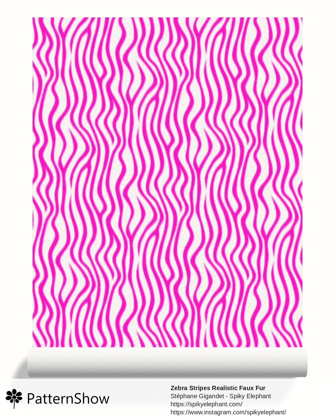 Zebra Stripes Realistic Faux Fur wallpaper - zebra-stripes2.hot-pink-white.3600x3600
