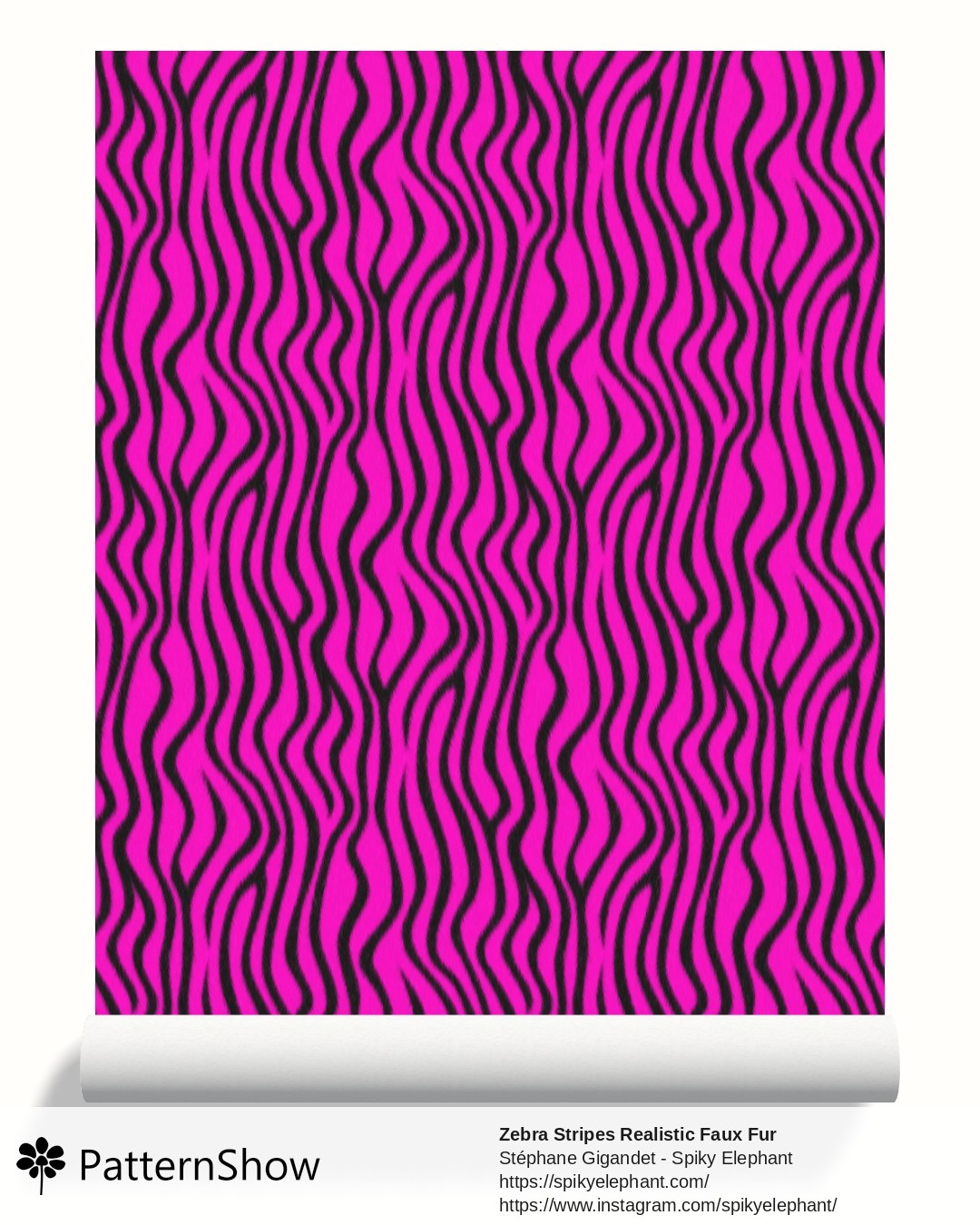 Zebra Stripes Realistic Faux Fur wallpaper - zebra-stripes2.hot-pink-black.3600x3600