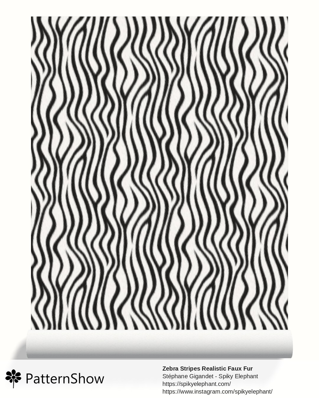 Zebra Stripes Realistic Faux Fur wallpaper - zebra-stripes2.black-white.3600x3600