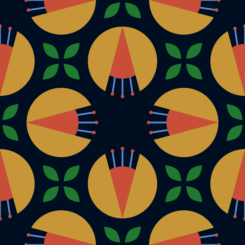 Ochre and Vermilion on Dark