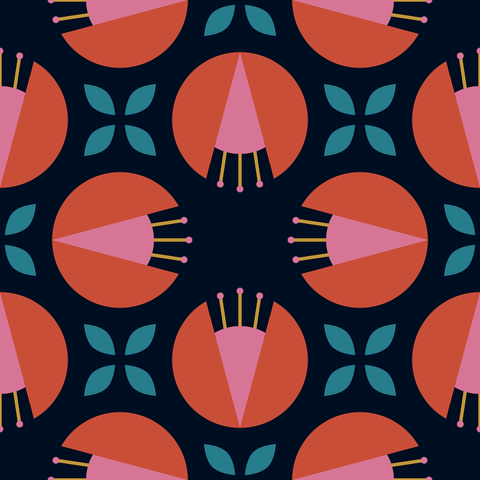 Vermilion and Pink on Dark