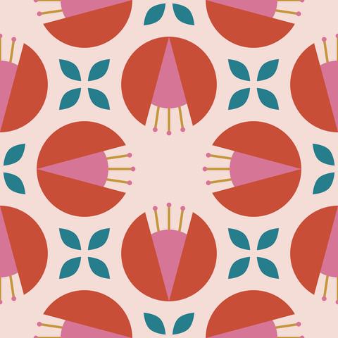 Vermilion and Pink on Light