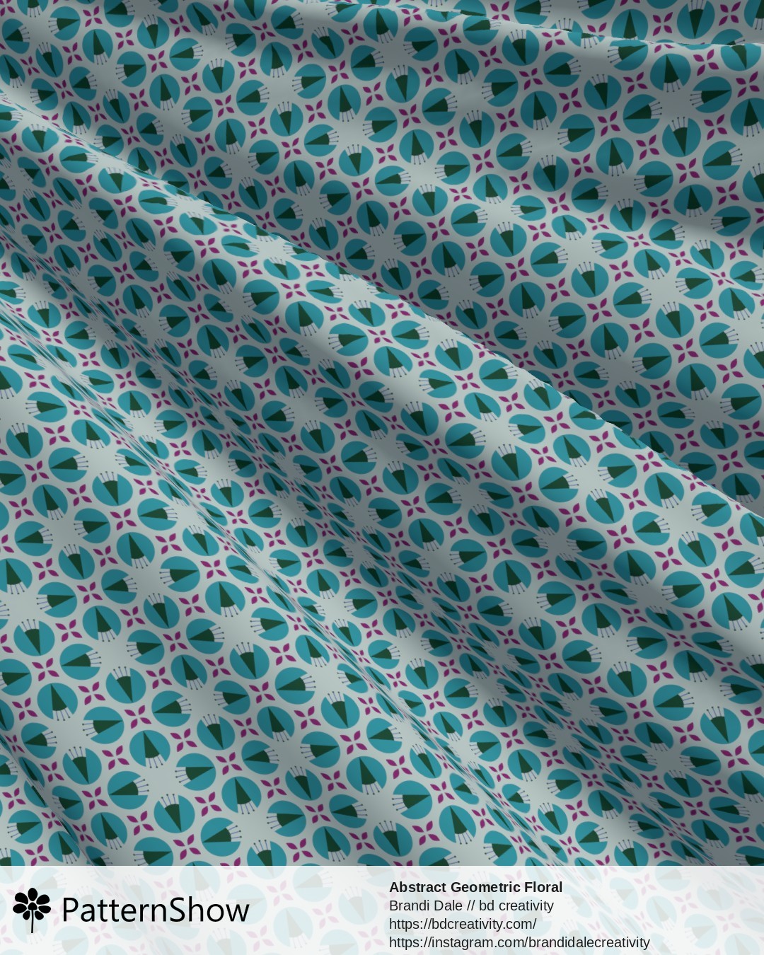 Abstract Geometric Floral - Blue and Green on Light