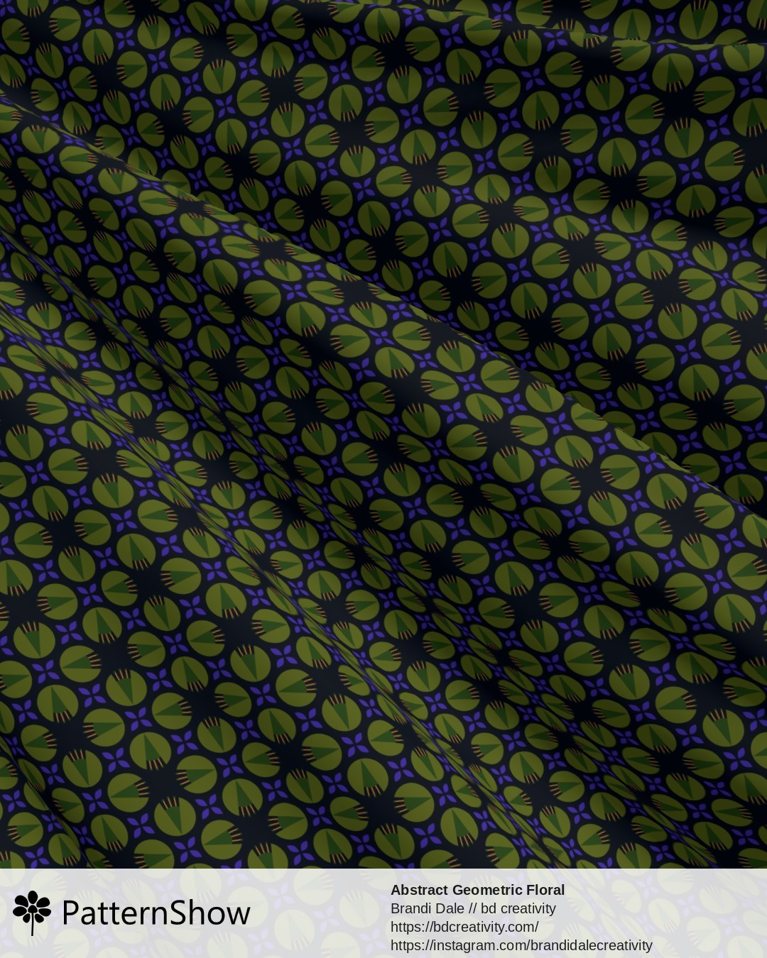 Abstract Geometric Floral - Green on Dark