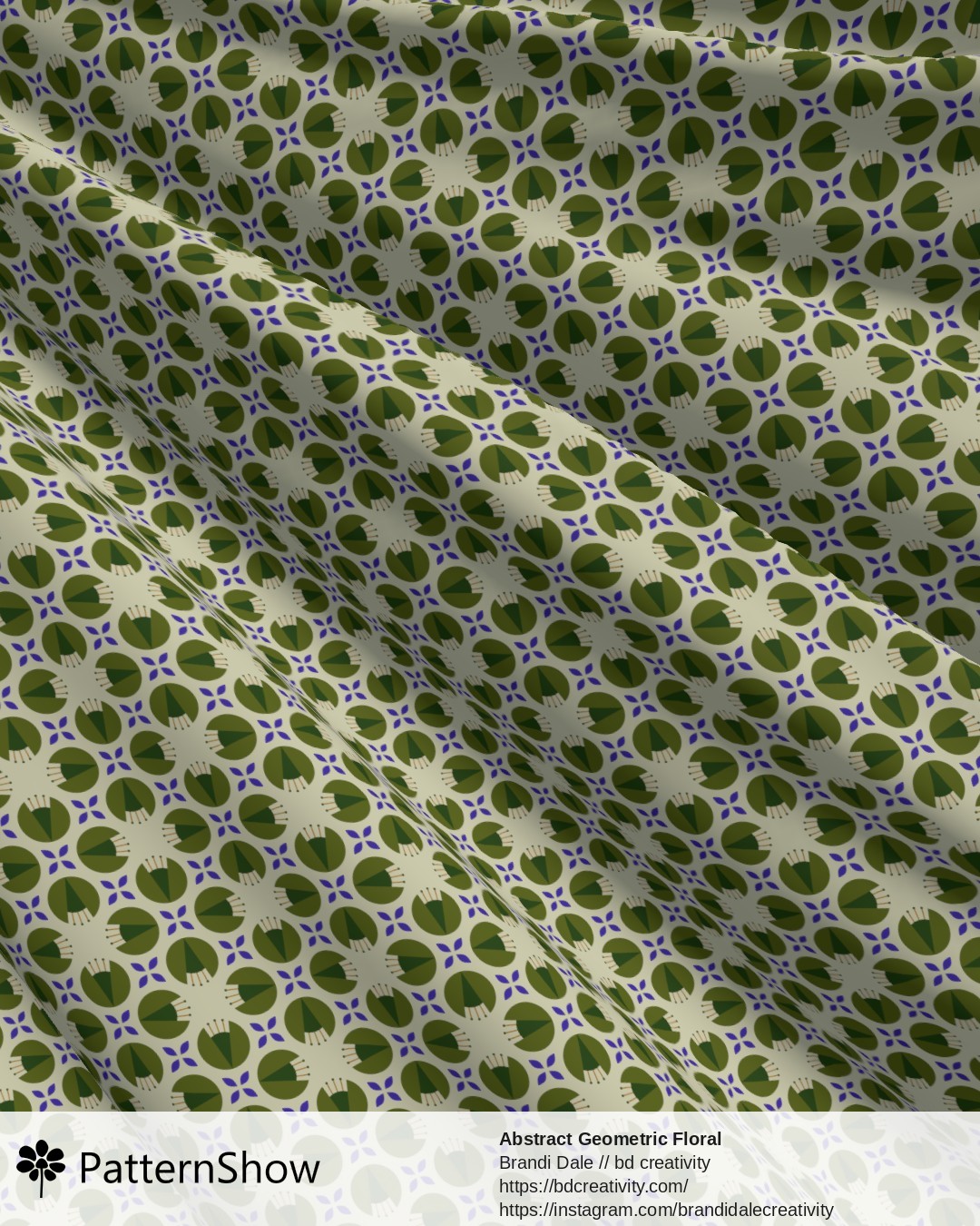 Abstract Geometric Floral - Green on Light