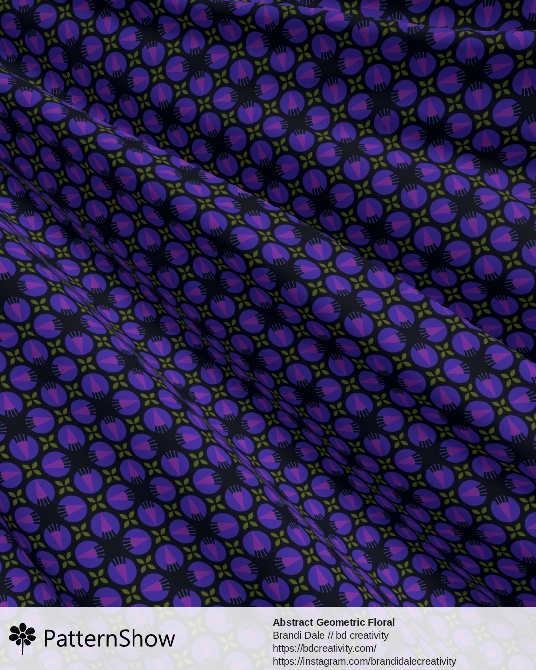 Abstract Geometric Floral - Indigo and Violet on Dark