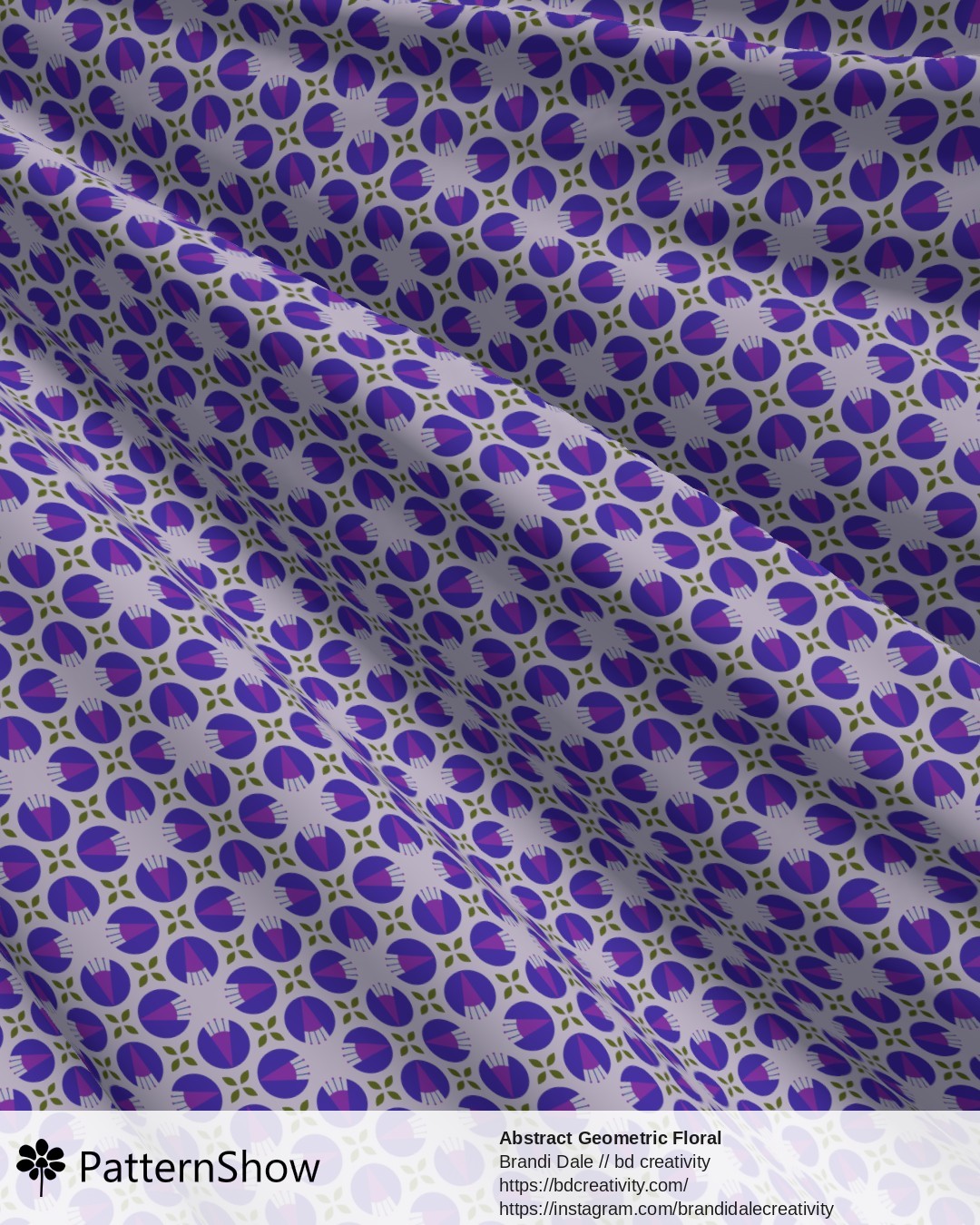 Abstract Geometric Floral - Indigo and Violet on Light