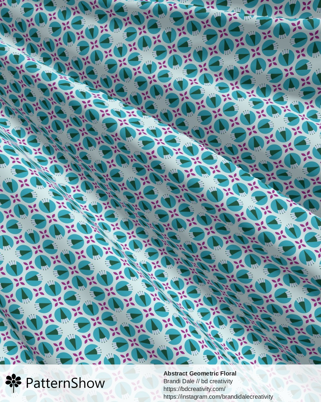 Abstract Geometric Floral - Blue and Green on Light