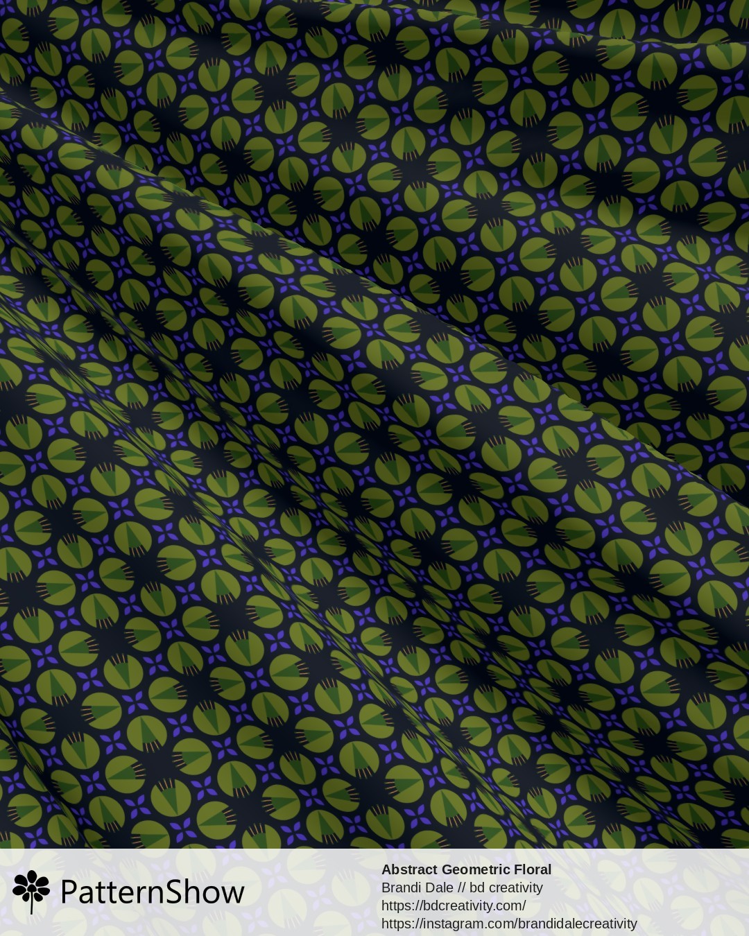 Abstract Geometric Floral - Green on Dark