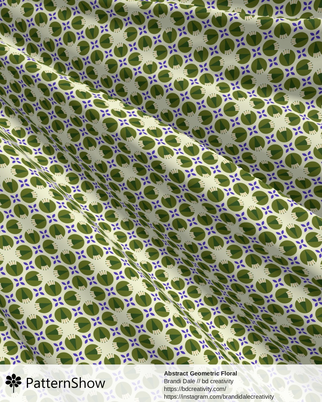 Abstract Geometric Floral - Green on Light