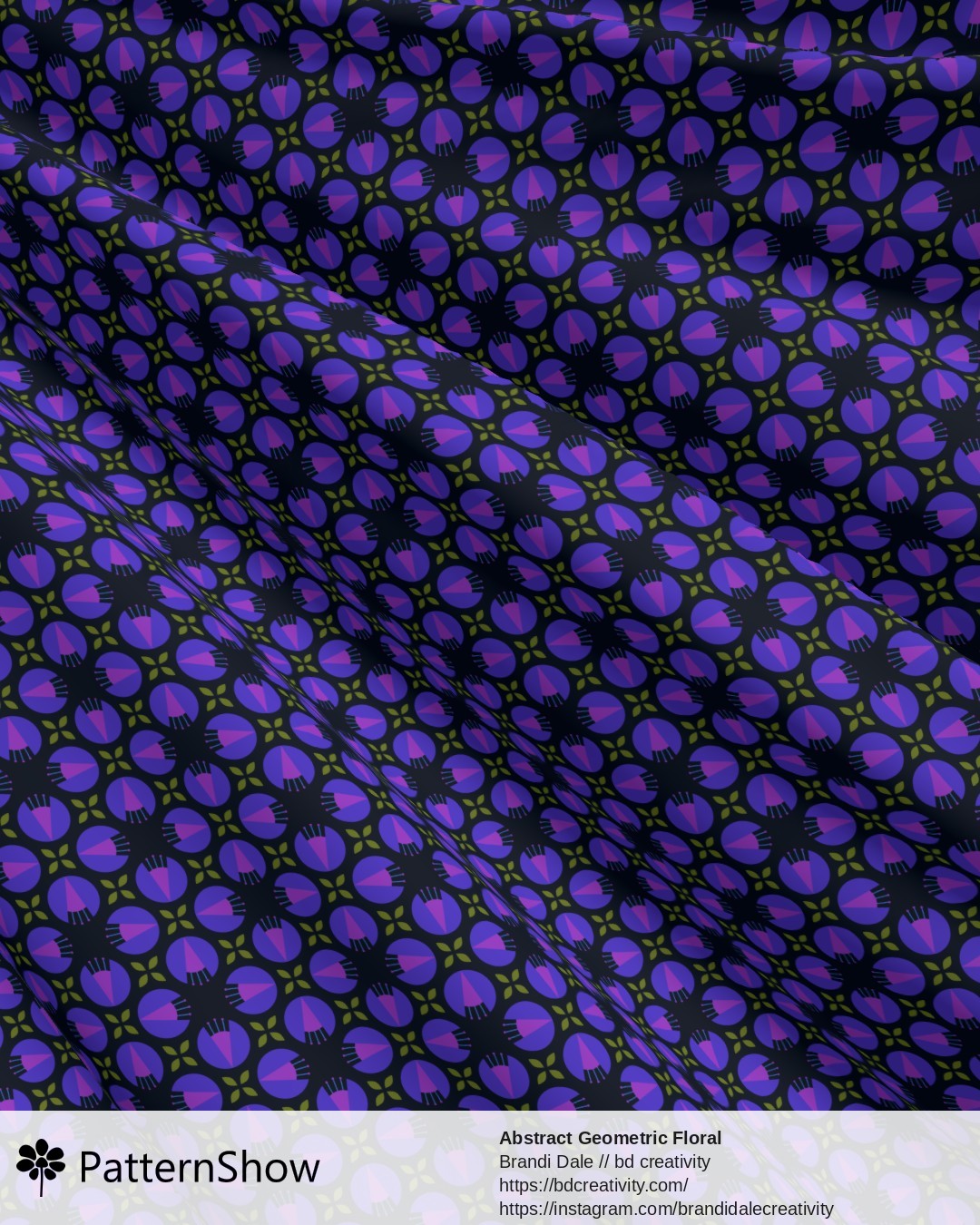 Abstract Geometric Floral - Indigo and Violet on Dark