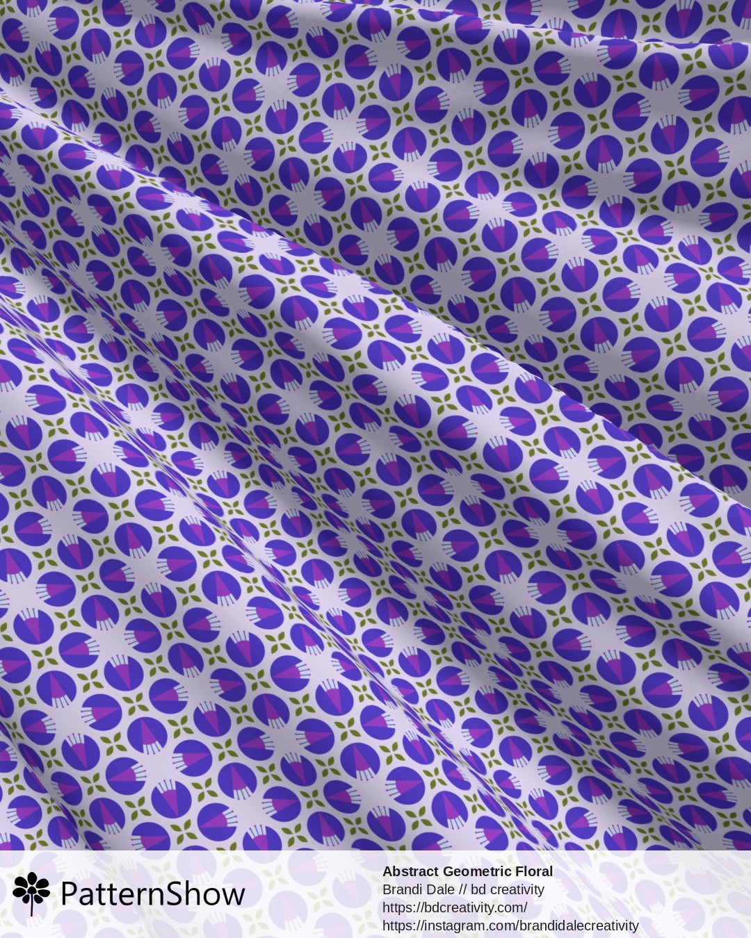 Abstract Geometric Floral - Indigo and Violet on Light