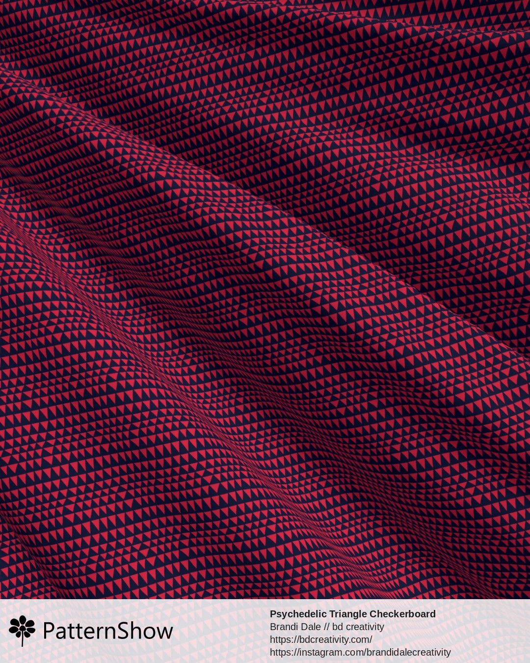Psychedelic Triangle Checkerboard - Red and Dark Blue