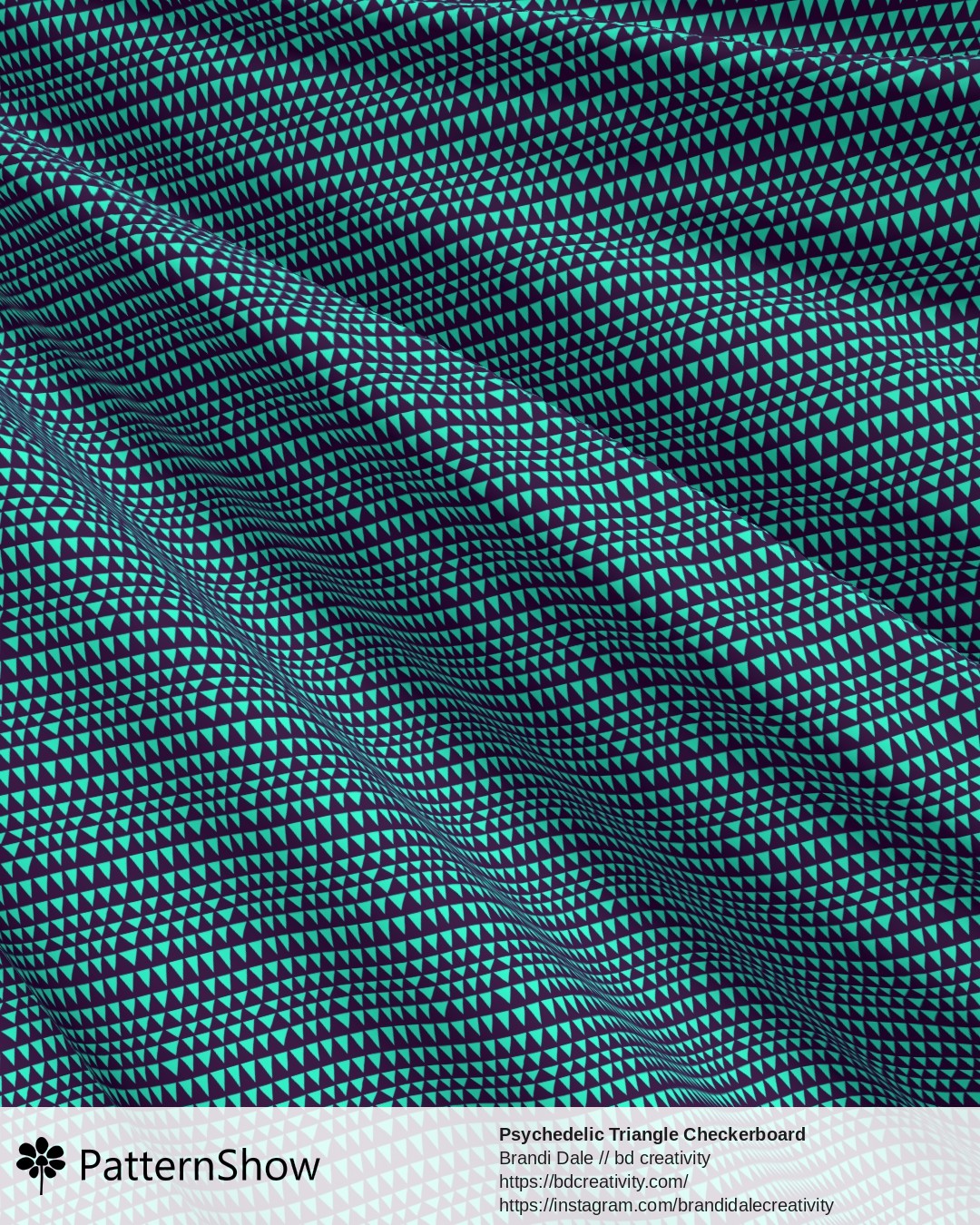 Psychedelic Triangle Checkerboard - Green and Violet