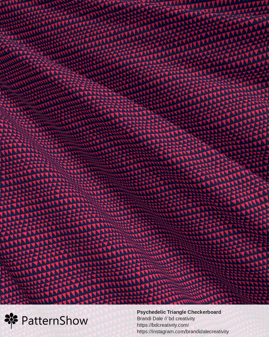 Psychedelic Triangle Checkerboard - Red and Dark Blue