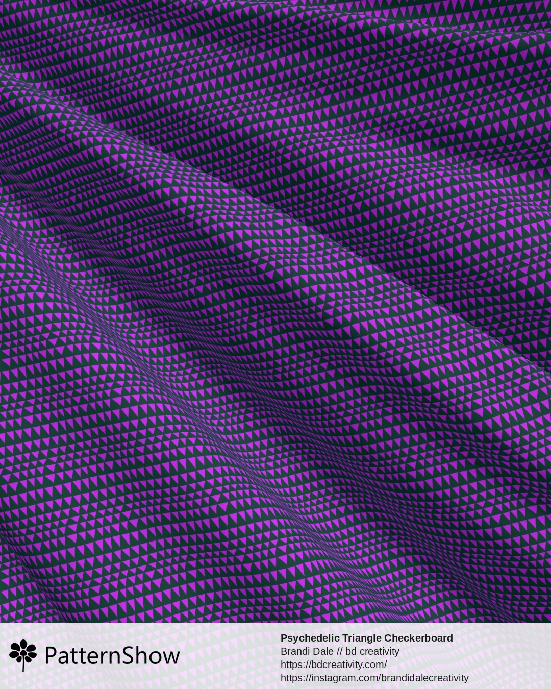 Psychedelic Triangle Checkerboard - Violet and Dark Green