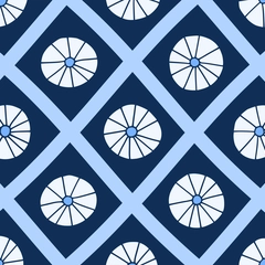 Rippling Geometric Daisy Field - Blue