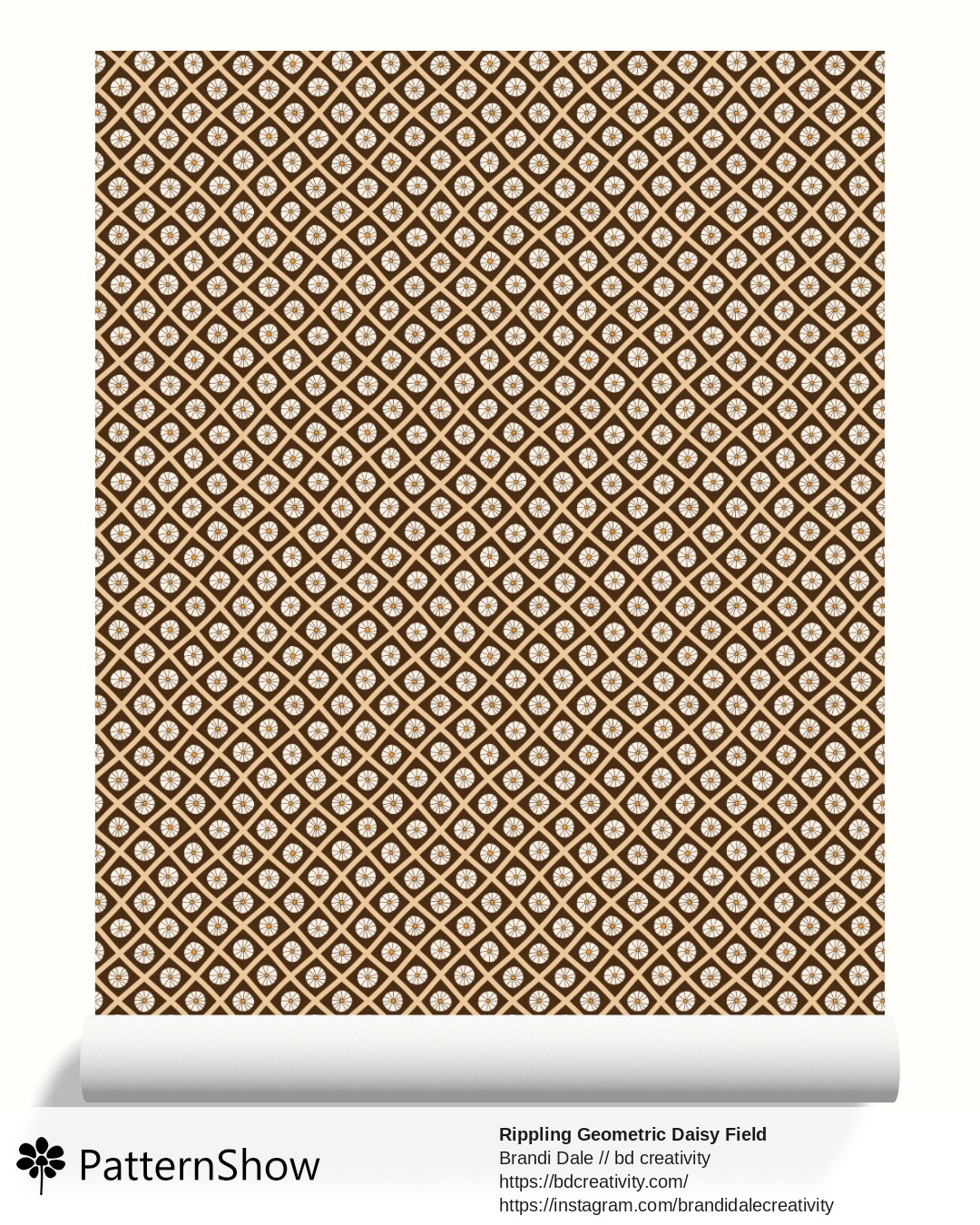 Rippling Geometric Daisy Field wallpaper - Earth Tones