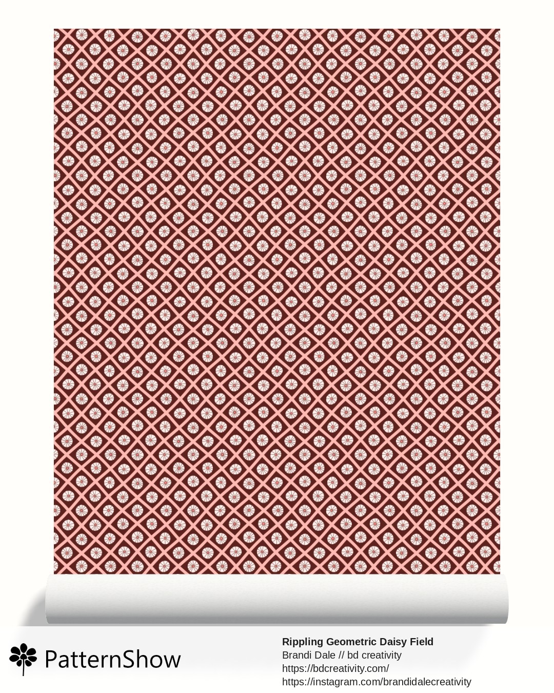 Rippling Geometric Daisy Field wallpaper - Peach