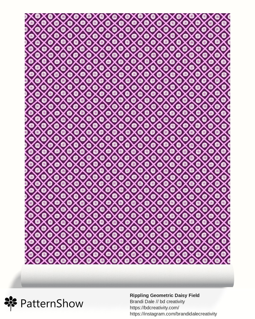 Rippling Geometric Daisy Field wallpaper - Pink