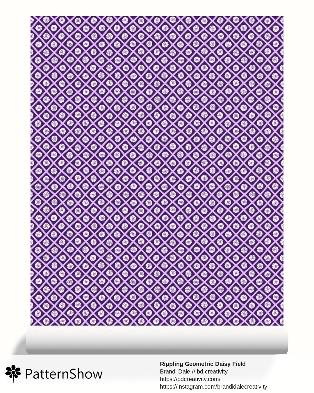 Rippling Geometric Daisy Field wallpaper - Violet