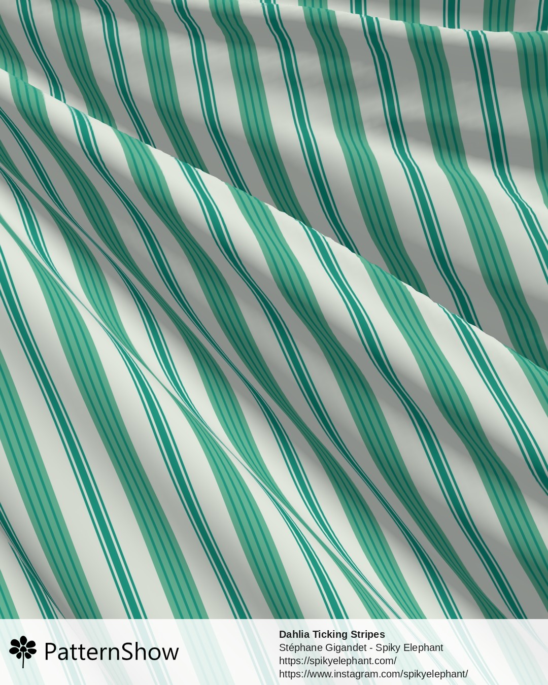 Dahlia Ticking Stripes - dahlias-coordinates-2.green-teal-green-cream.3600x3600