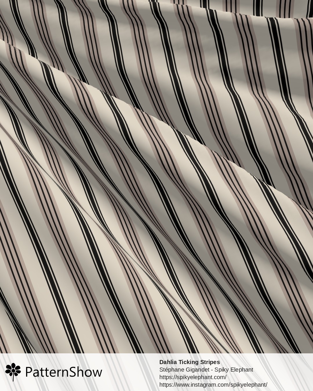 Dahlia Ticking Stripes - dahlias-coordinates-2.tan-black-beige-cream.3600x3600