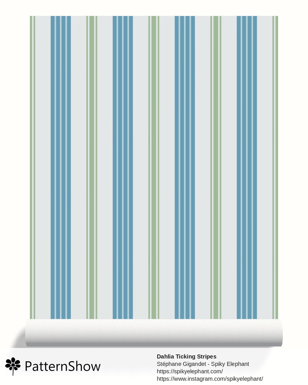 Dahlia Ticking Stripes wallpaper - dahlias-coordinates-2.blue-cream.3600x3600