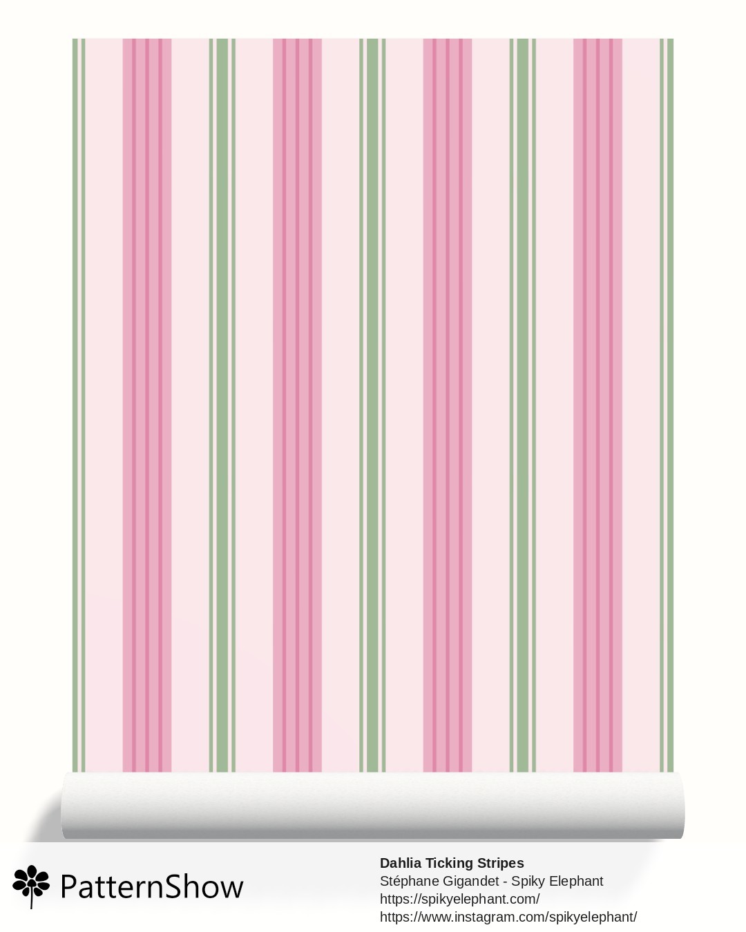Dahlia Ticking Stripes wallpaper - dahlias-coordinates-2.pink-cream.3600x3600
