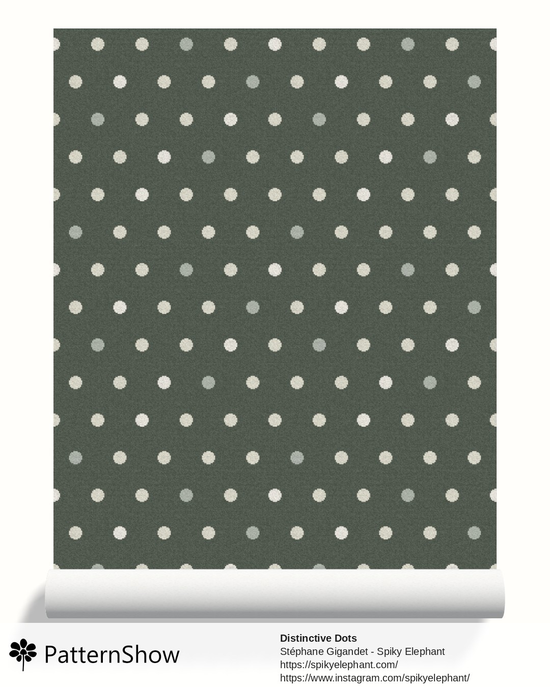 Distinctive Dots wallpaper - White Cream Grey Sage Green