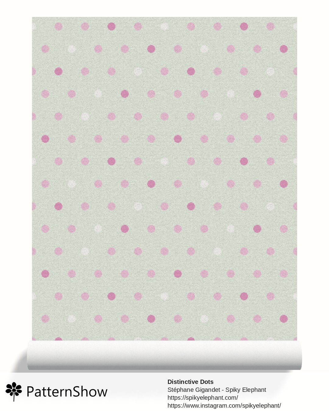 Distinctive Dots wallpaper - Baby Pink Sage Green Cream