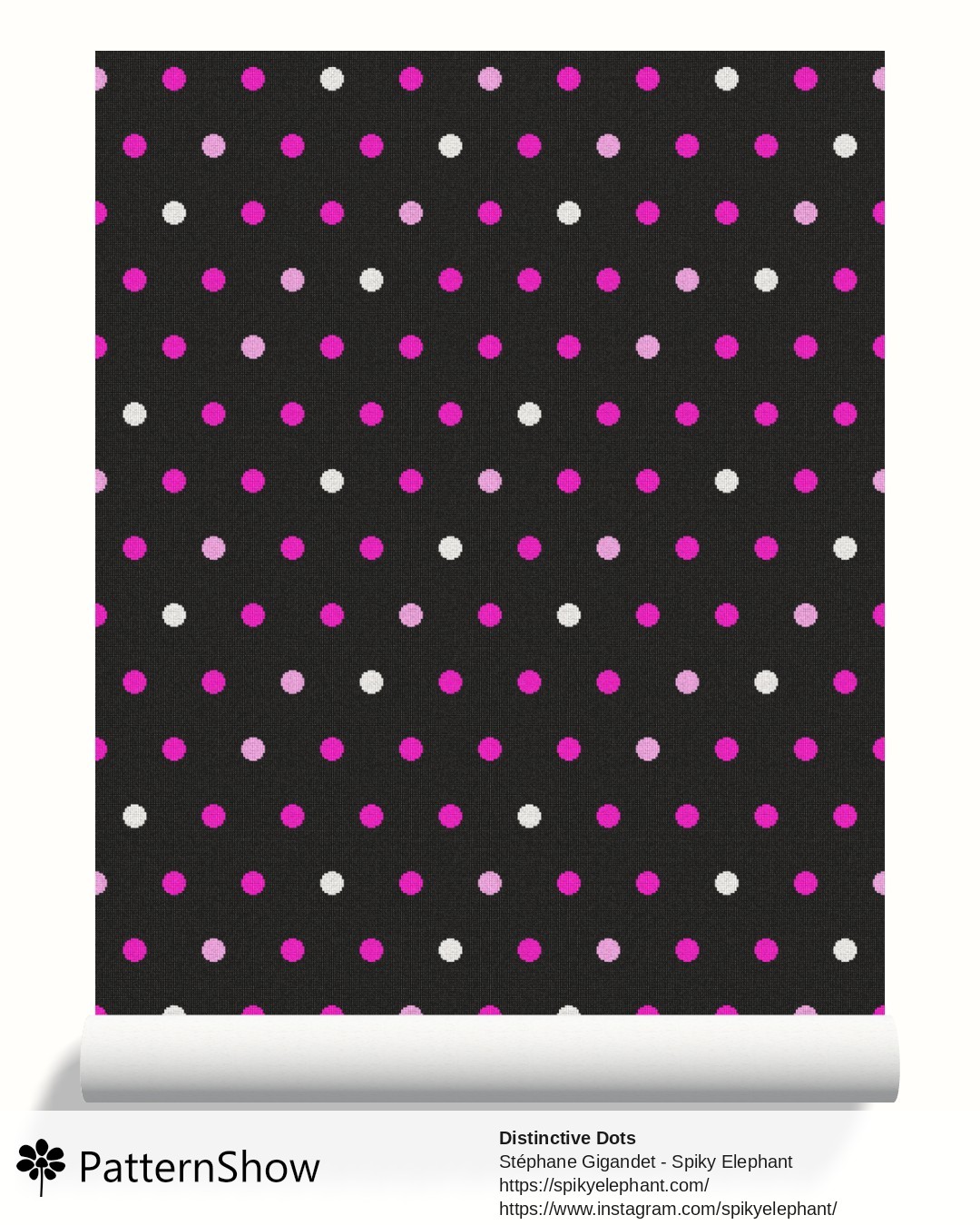 Distinctive Dots wallpaper - Purple Hot Pink White Dark Grey Black
