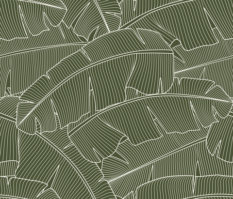 Banana Palm Leaves Chive Green Eggshell