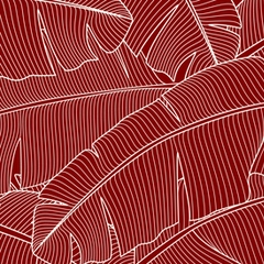 Banana Palm Leaves - Banana Palm Leaves Maroon and Eggshell