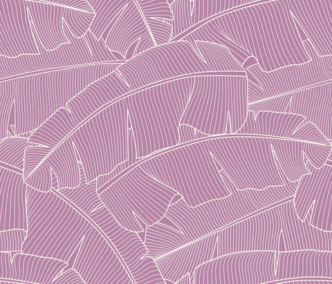 Banana Palm Leaves  Mauve and Eggshell
