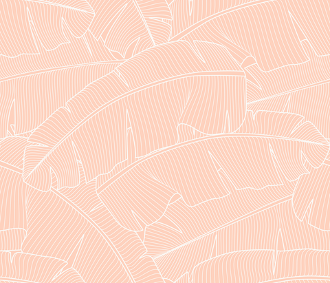 Banana Palm Leaves Pale Peach and Off-White