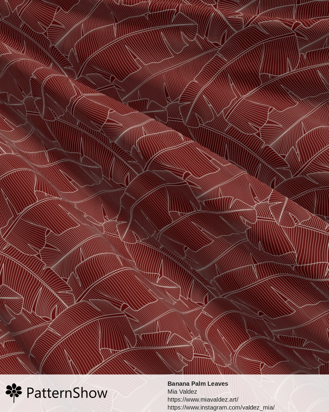Banana Palm Leaves - Banana Palm Leaves Maroon and Eggshell