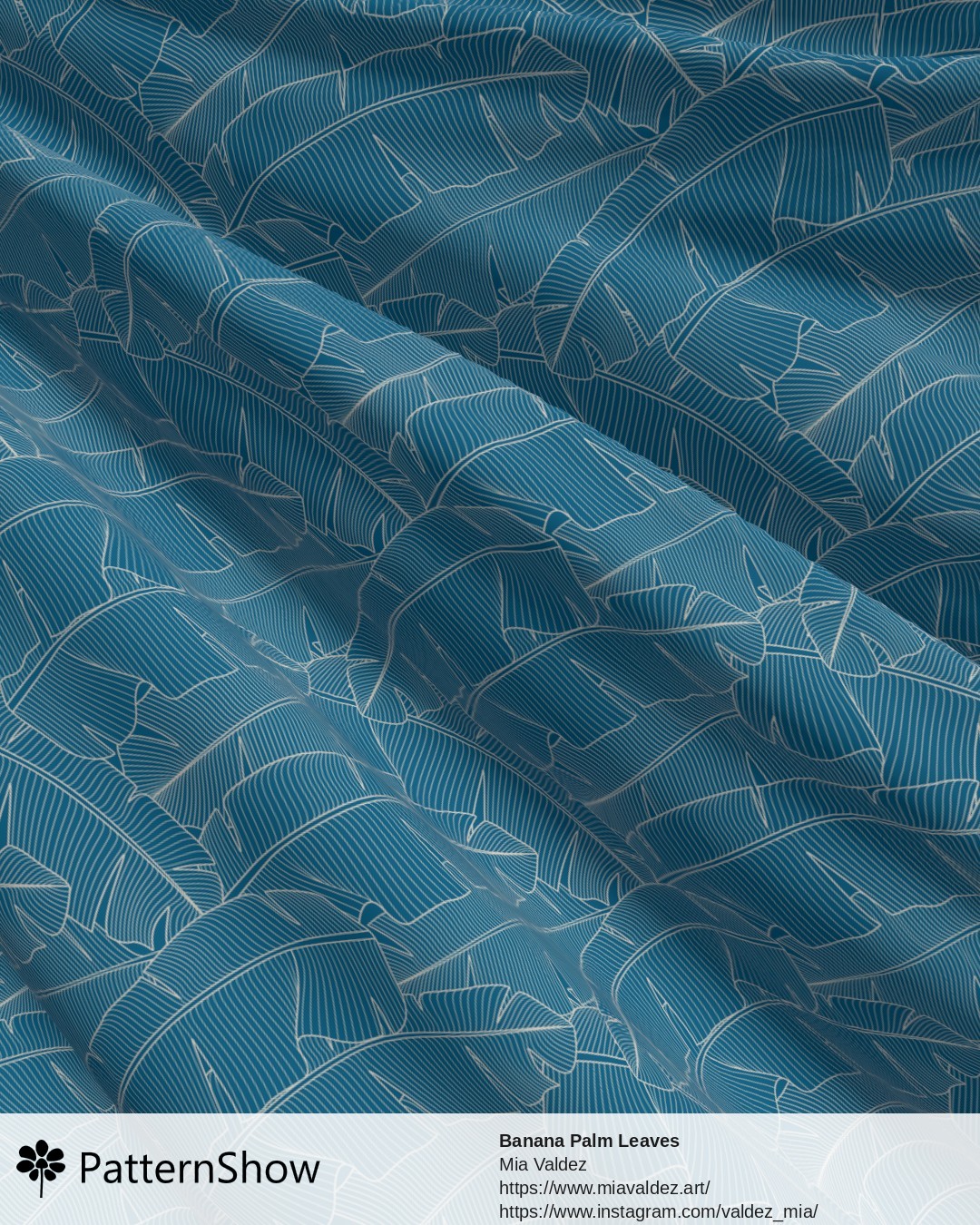Banana Palm Leaves - Banana Palm Leaves Blue Hawaiian Surf and Off-White