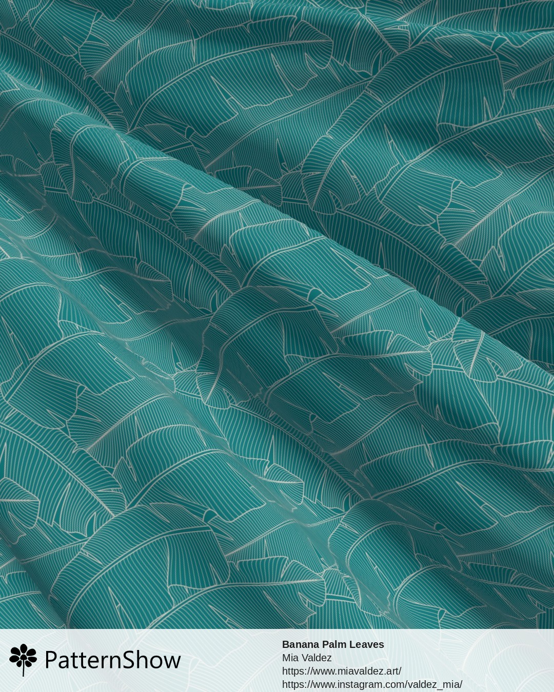 Banana Palm Leaves - Banana Palm Leaves Blue Peacock and Off White