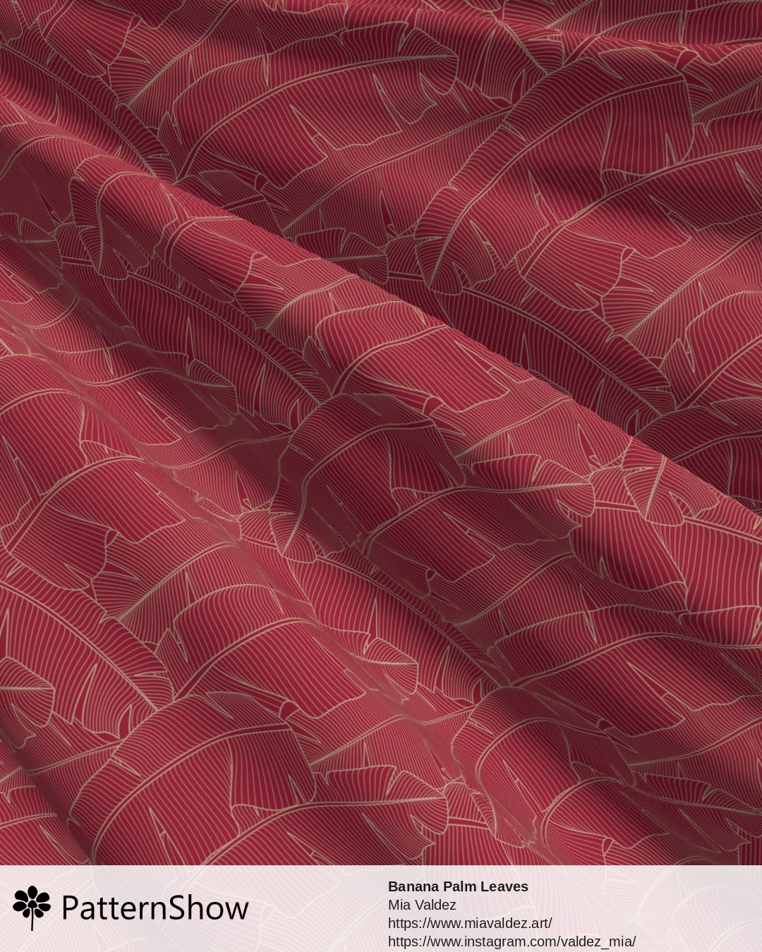 Banana Palm Leaves - Banana Palm Leaves Viva Magenta and Gray Sand