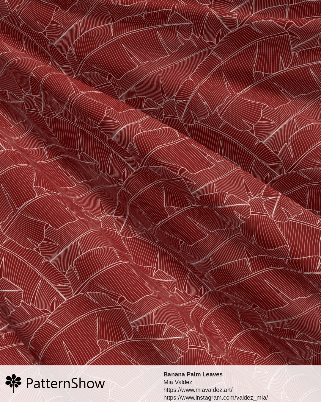 Banana Palm Leaves - Banana Palm Leaves Maroon and Eggshell