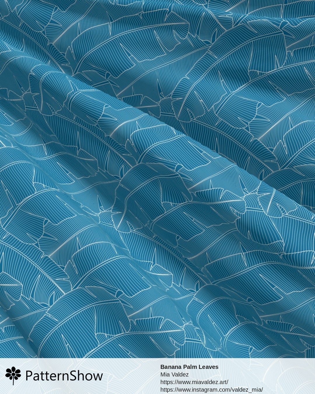 Banana Palm Leaves - Banana Palm Leaves Blue Hawaiian Surf and Off-White