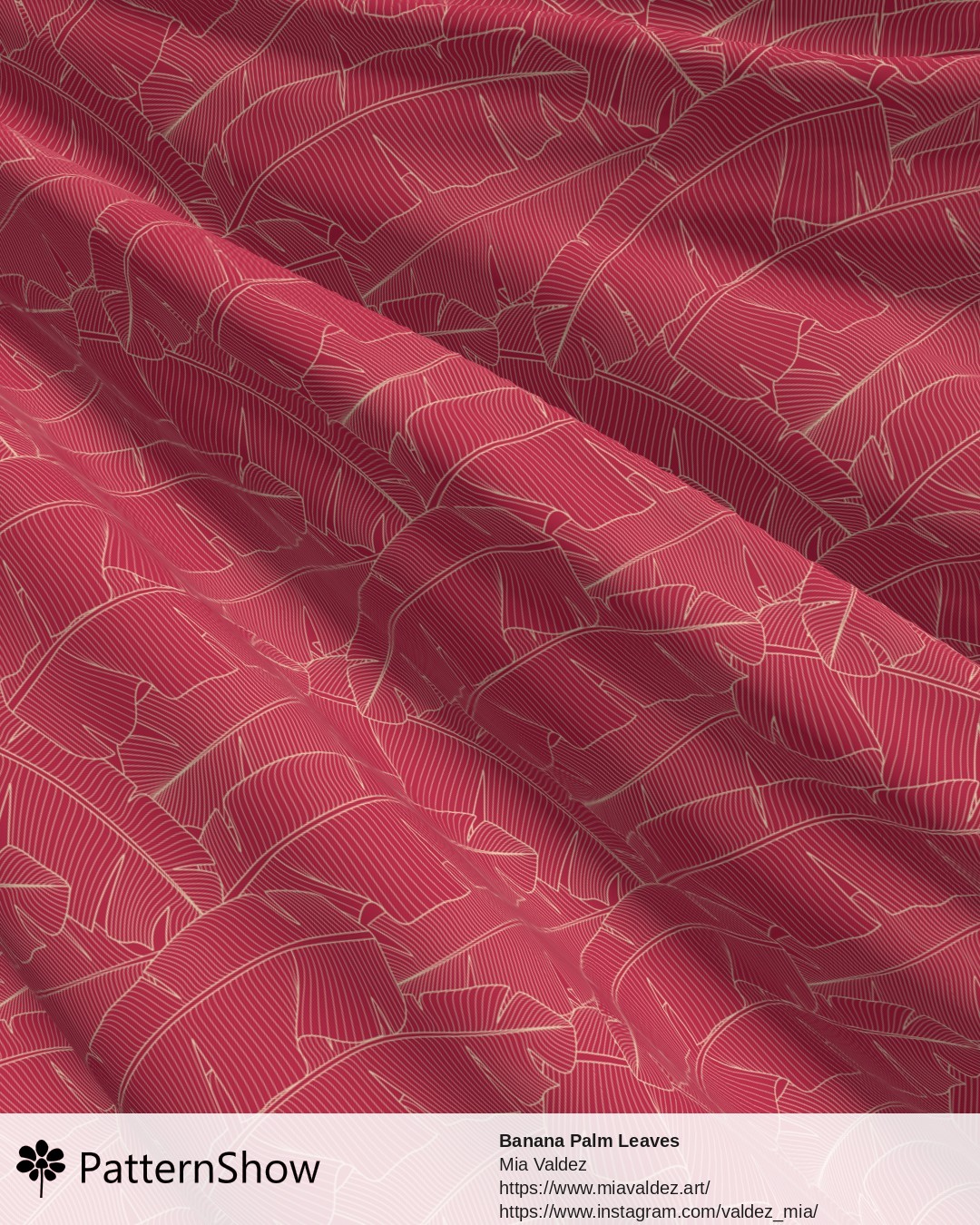 Banana Palm Leaves - Banana Palm Leaves Viva Magenta and Gray Sand